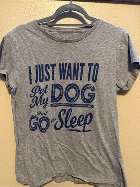 Crazy Dog T-Shirts Gray Tee with Navy Blue Dog Graphic